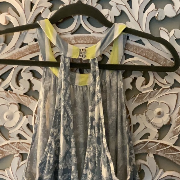 Free People Mimi Hi Low Relaxed Blue & White Multi Halter Tunic Top Small EUC - Picture 13 of 16